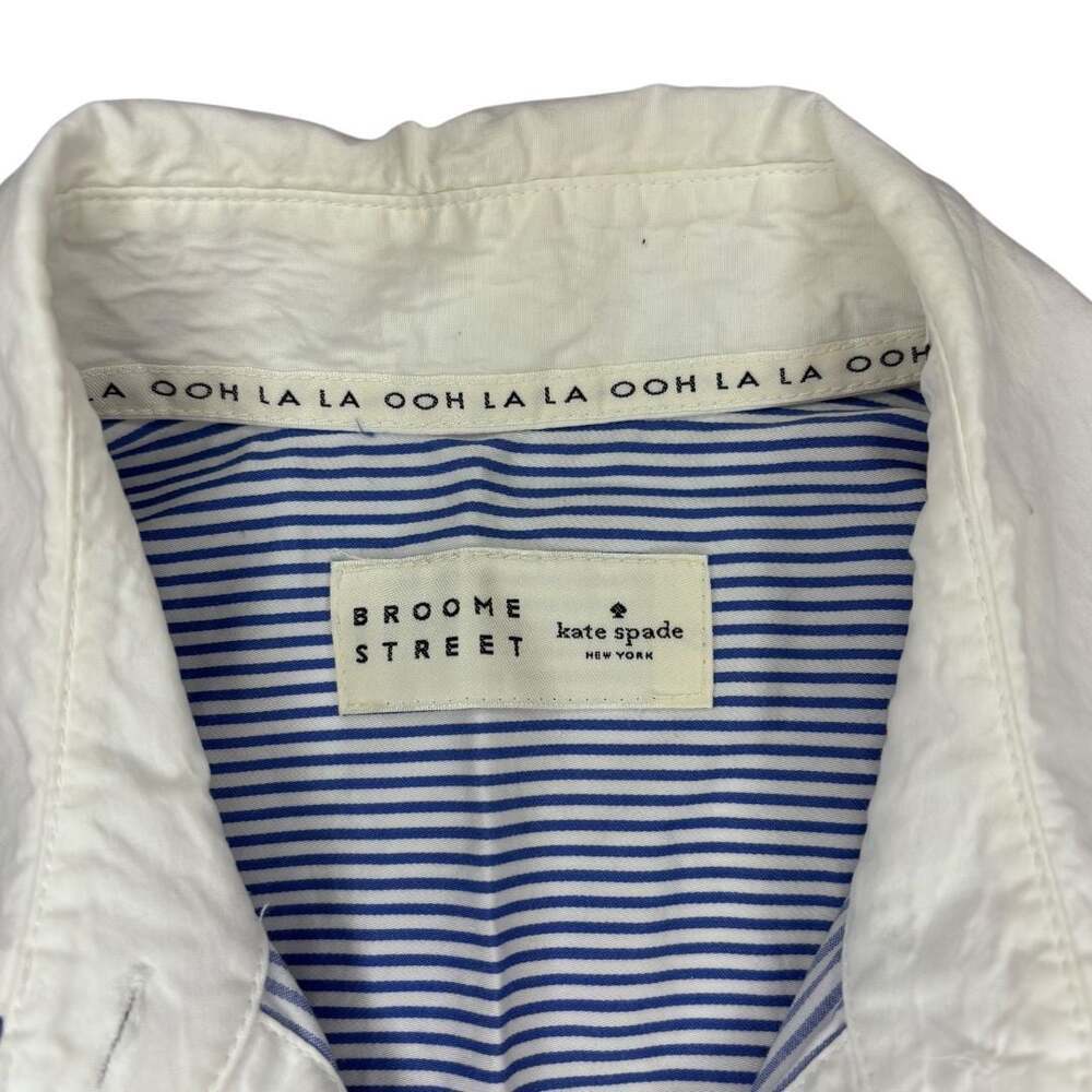 Kate Spade Broome Street Blue and White Striped Sleeveless Button-Up Blouse - Picture 2 of 7